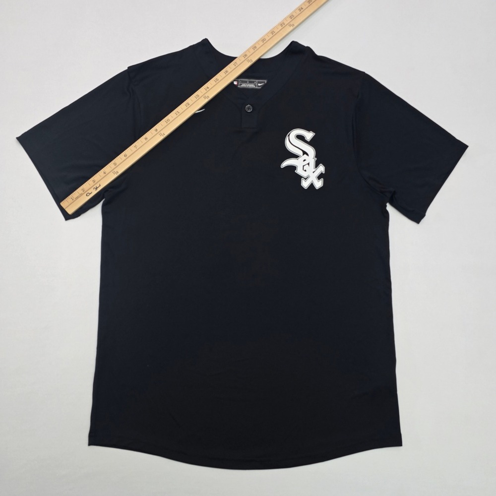Nike Chicago White Sox MLB Henley Practice Jersey Mens Large Black Short Sleeve - Picture 9 of 11